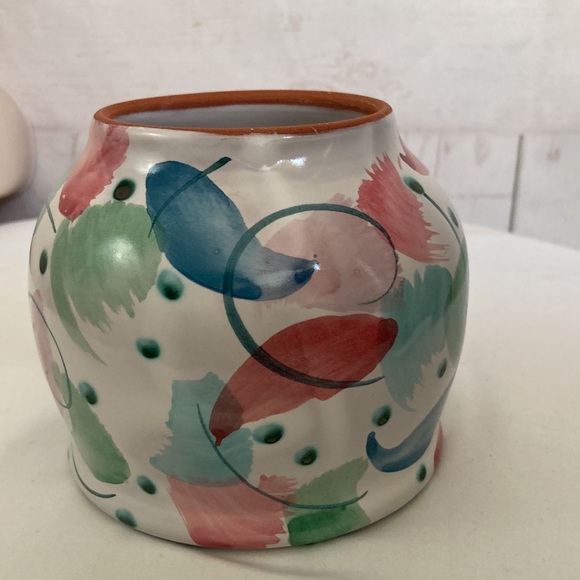 Jan Pugh Small Red-ware Pottery Vase Pot Planter Abstract Print - Picture 3 of 7
